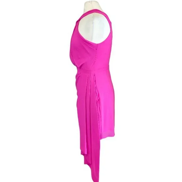 Badgley Mischka Belle Poppy Front Twist Hot Pink Cocktail Dress - 6 - Picture 7 of 12